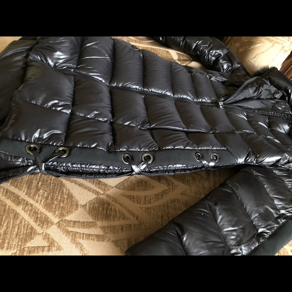 1 Madison black fur trimmed down coat xs - Picture 5 of 7